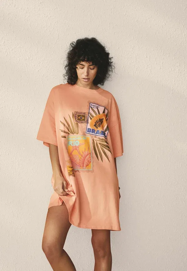 Ночная рубашка из хлопка Nightie Next, Coral Papaya, коралловый