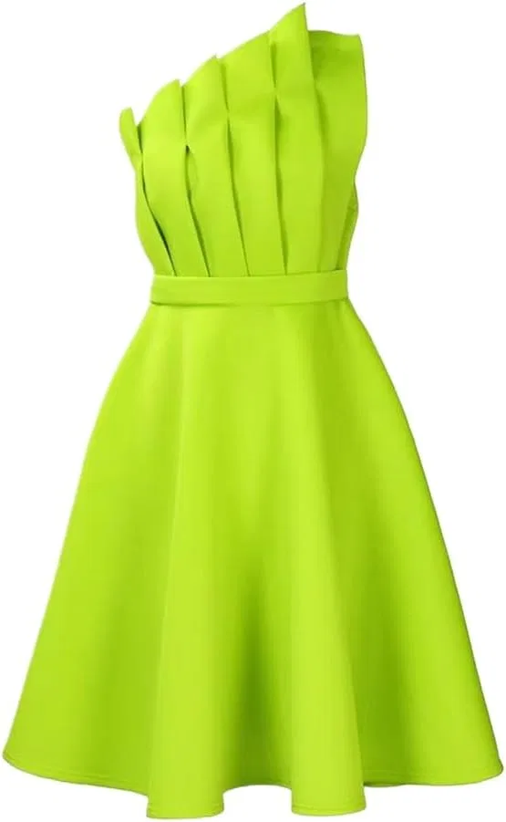Женское платье оверсайз с завышенной талией Off Shoulder, Yellowishgreen