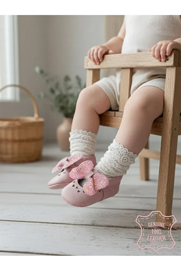 Детские пинетки для девочек без шнуровки Denokids, Pink — фото 4