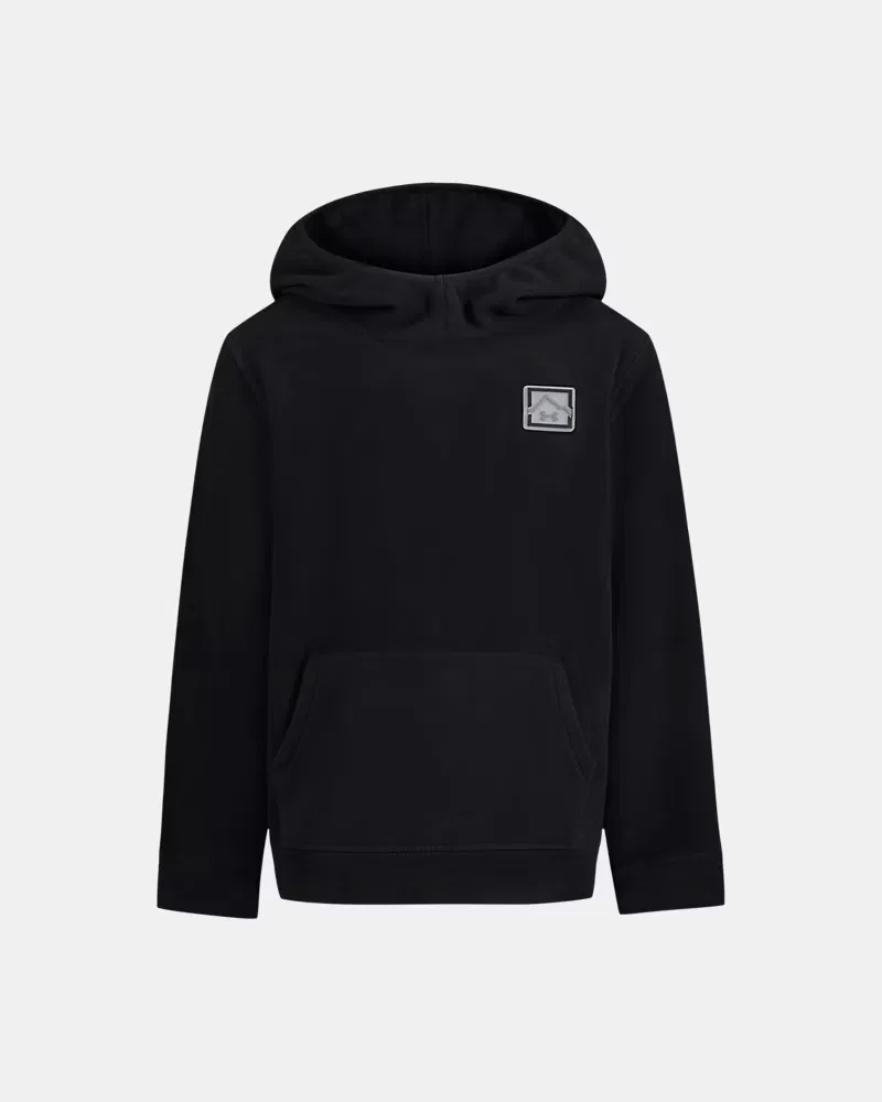 Худи для мальчиков из теплого микрофлиса с карманом-кенгуру Microfleece Hundo UnderArmour, Black/Downpour Gray