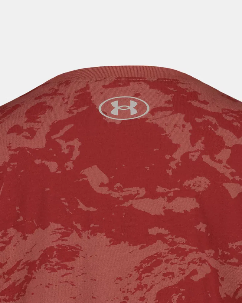 Лонгслив детский влагоотводящий из хлопковой смеси UA Mountain Camo UnderArmour, Heritage Red/Summit White — фото 4
