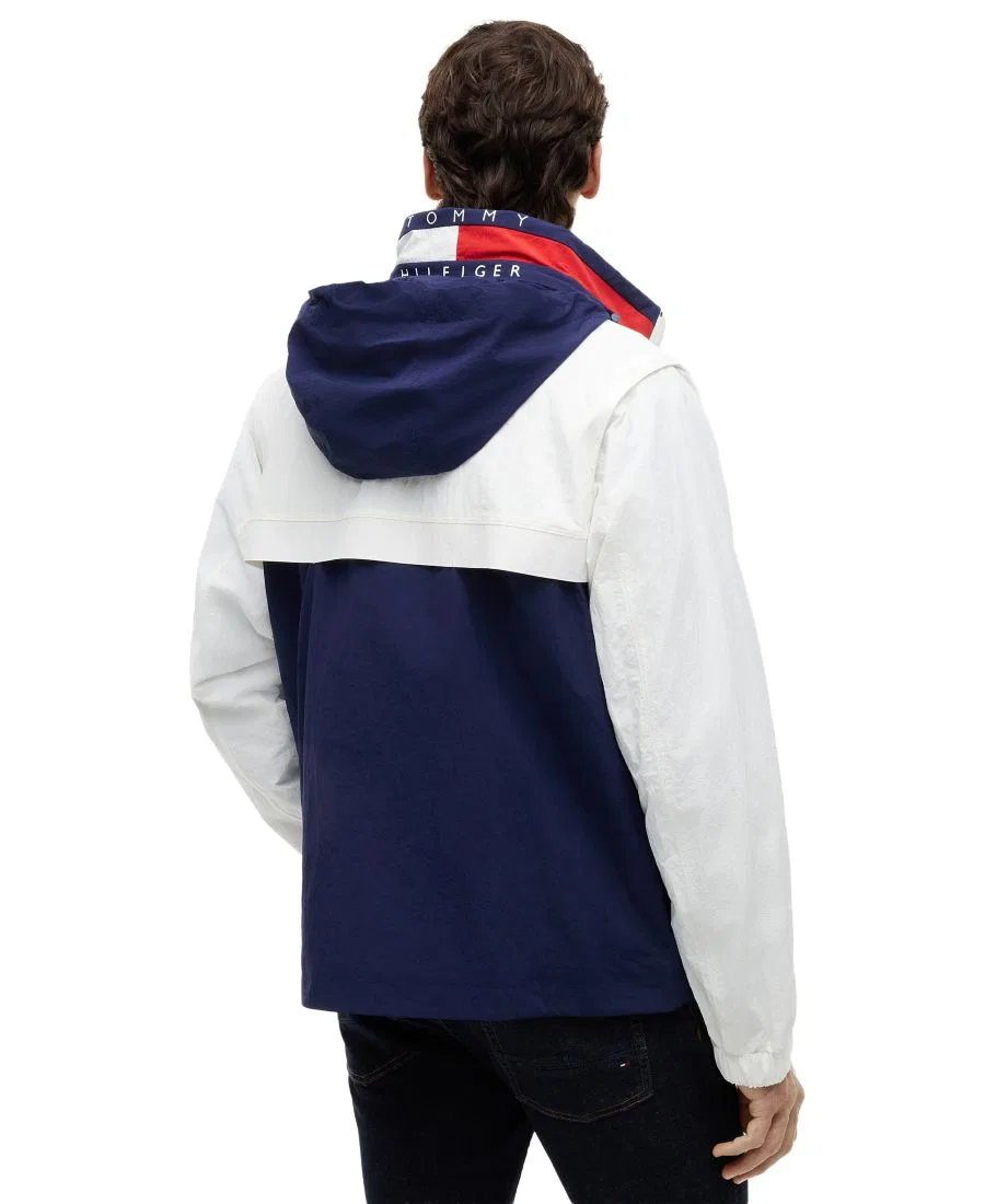 Ветровка мужская с воротником-стойкой, на молнии, легкая Tommy Hilfiger, Ecru Yale Navy — фото 4