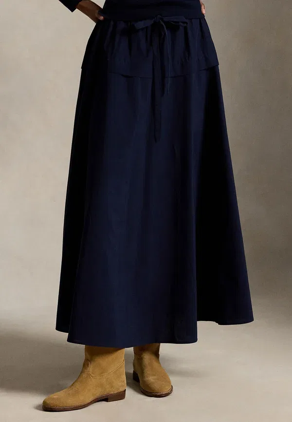 Юбка хлопковая A-line, Cotton canvas a-line skirt, Polo Ralph Lauren, Hunter темно-синий