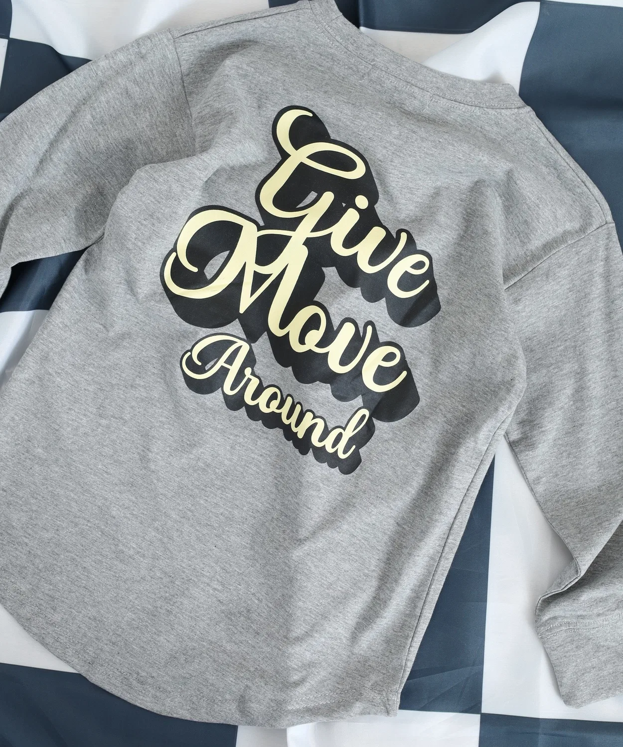 Детский лонгслив с принтом на спине Oversize Hem Long T KIDS FUNALIVE, Heather Grey