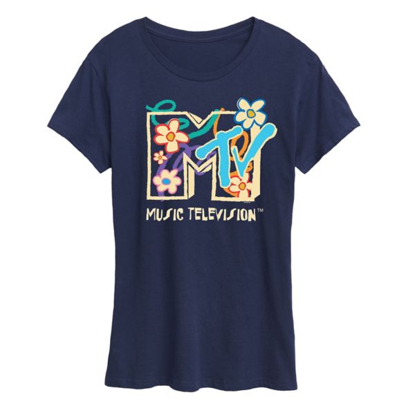

Женская футболка с цветочным логотипом MTV Licensed Character, синий