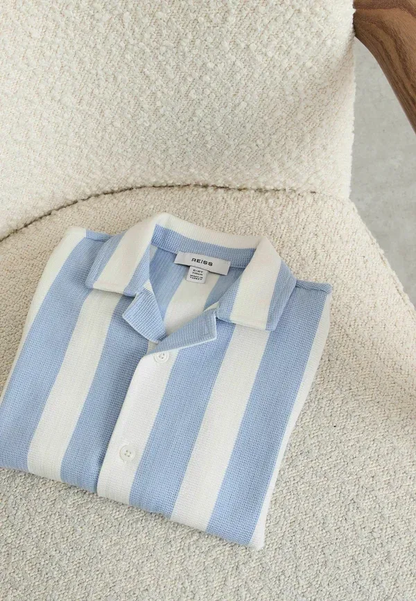 Рубашка хлопковая Marskiniai Reiss, pale blue white, белый/бледно-голубой — фото 3