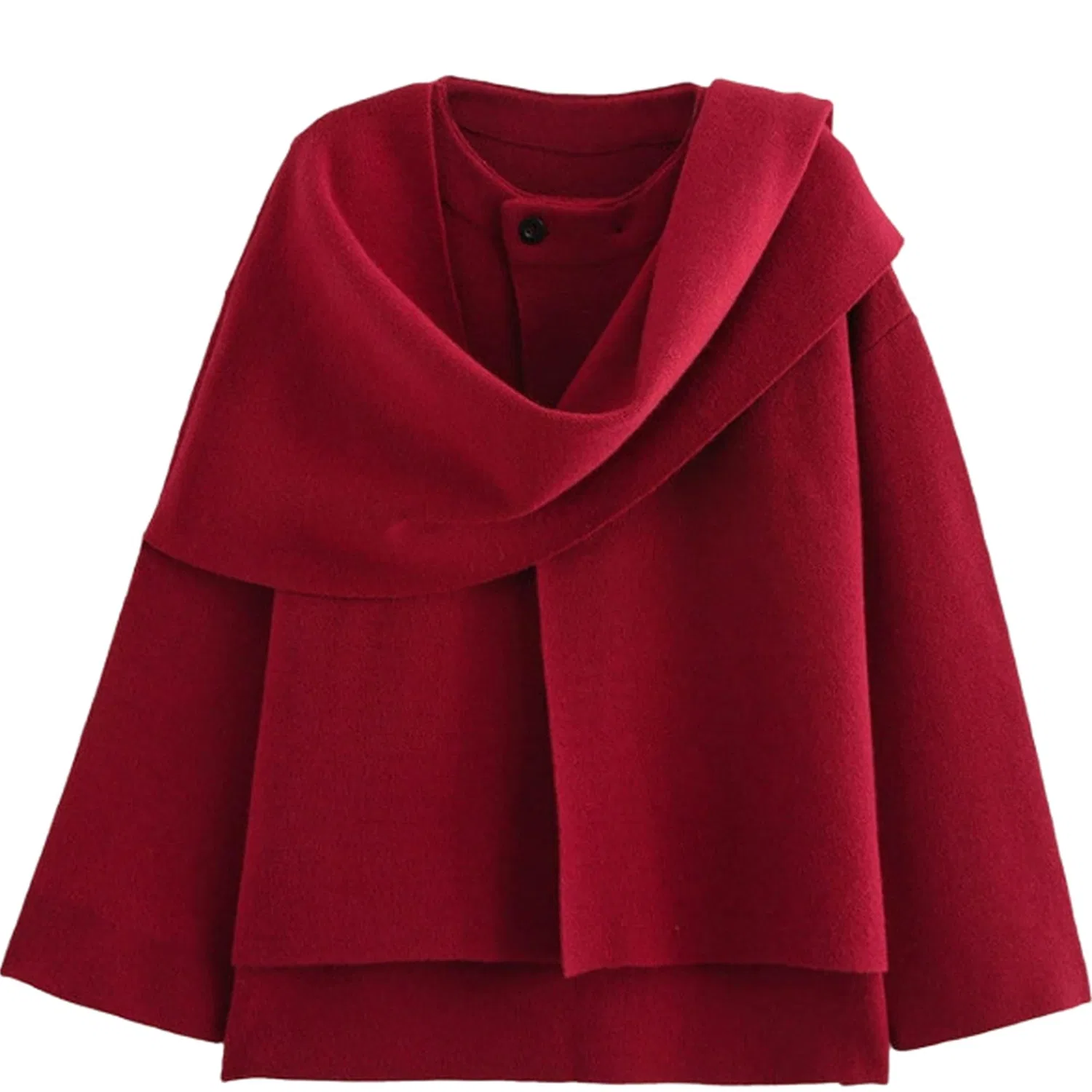 Женское асимметричное пальто-жакет oversize с длинным рукавом, Rosso
