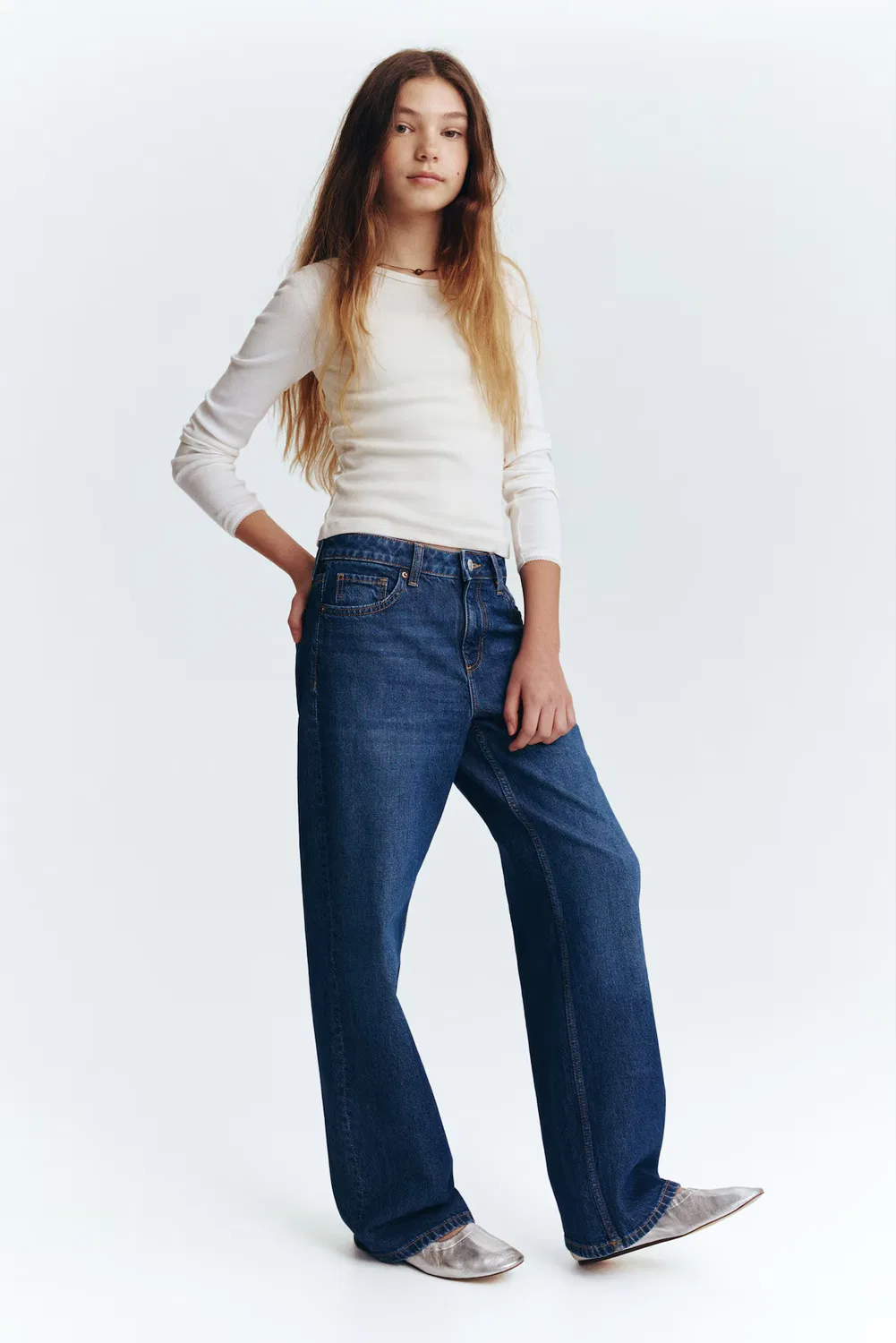 Джинсы с широкими штанинами H&M, Dunkles Denimblau — фото 2