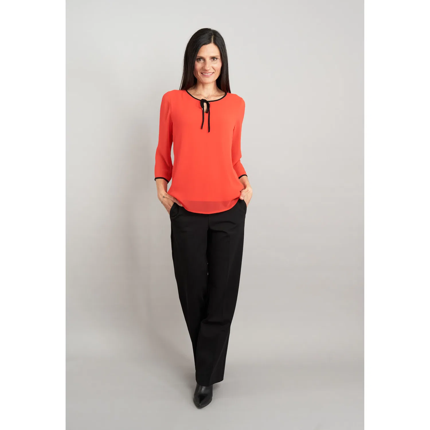 Женская шифоновая блуза с 3/4 рукавом Seidel Moden, Red — фото 2