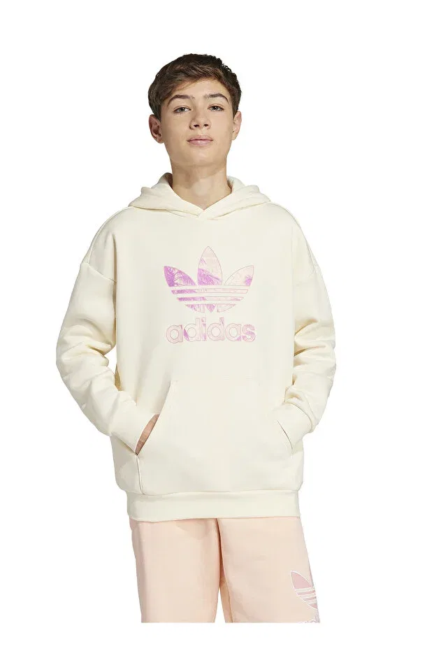 Детское худи для девочек с принтом Adidas, Nude Color — фото 2