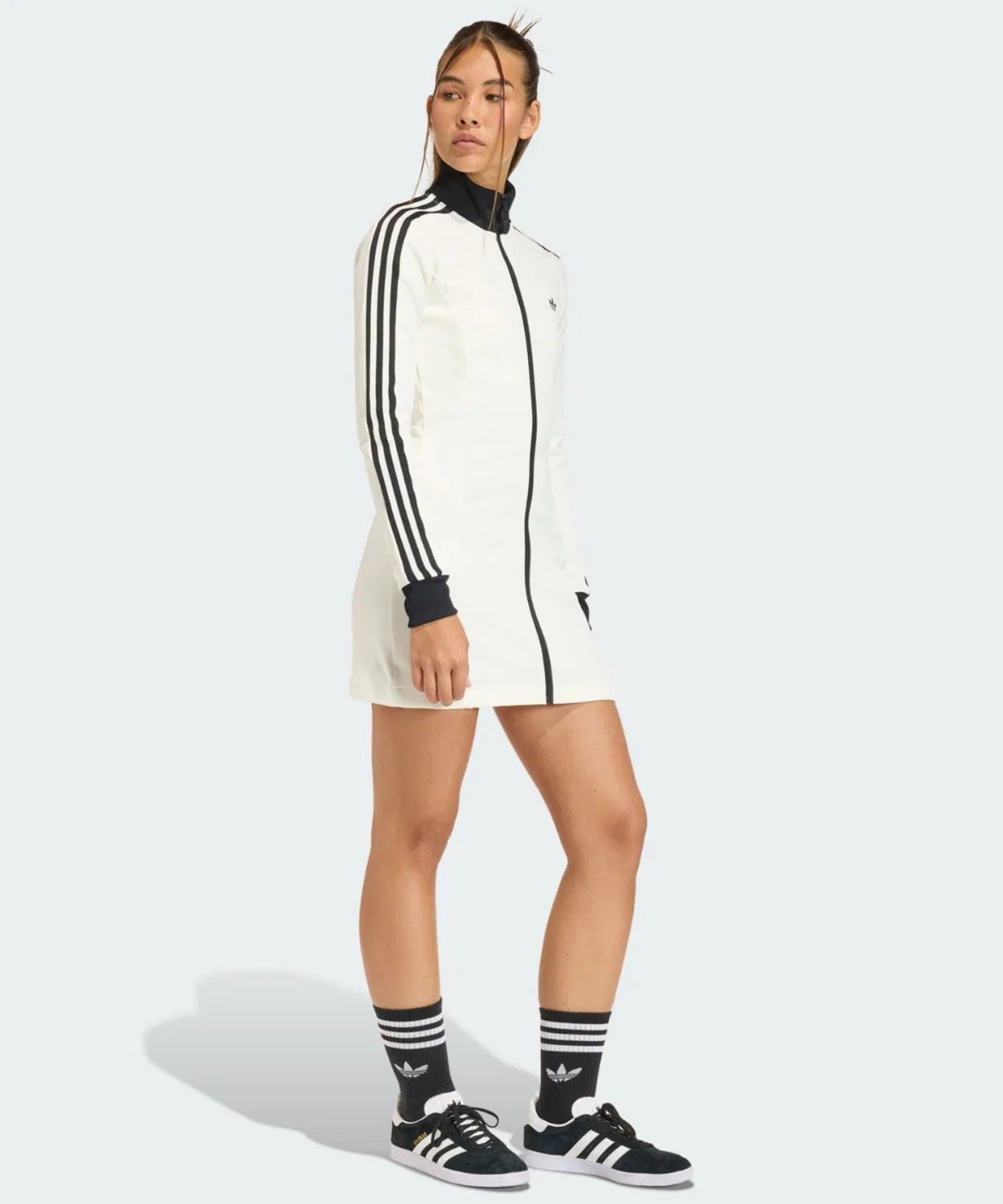 Женское платье с длинным рукавом stand collar, Adidas Originals, White — фото 4