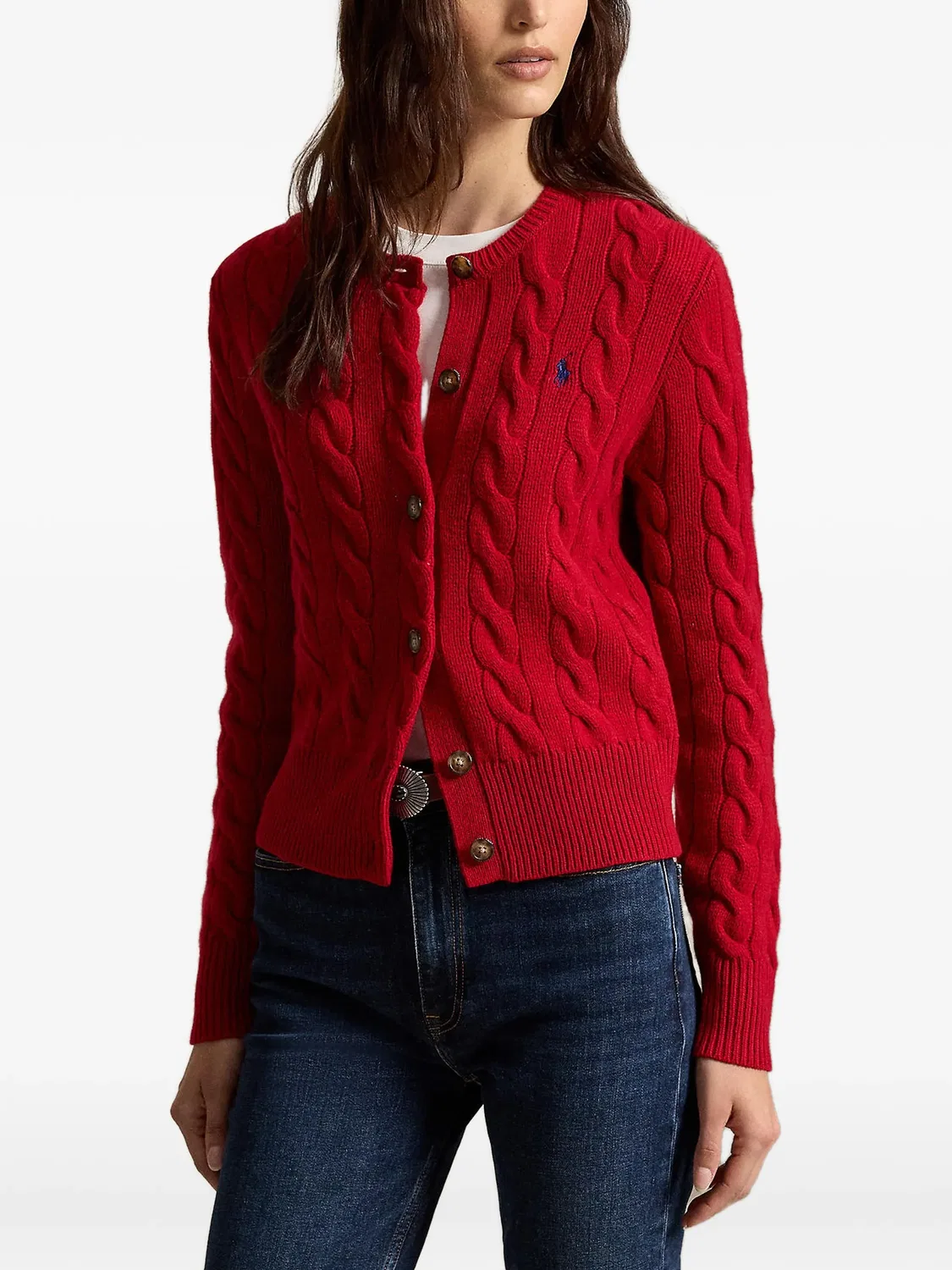 Polo Ralph Lauren Кардиган фактурной вязки красный — фото 2