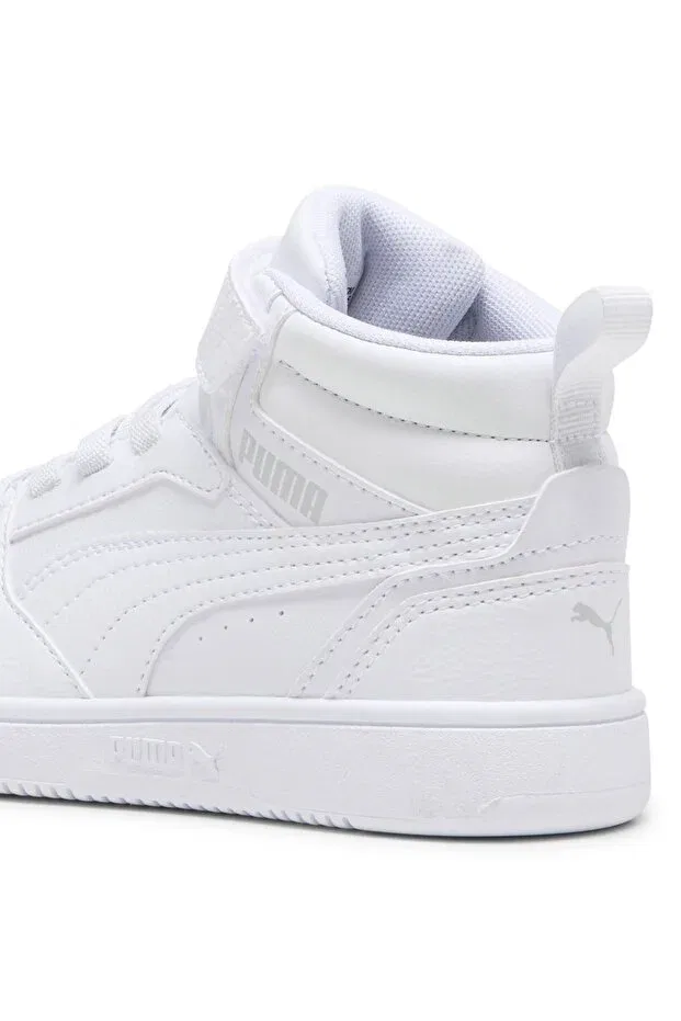 Детские кроссовки для девочек с геометрическим принтом Rebound v6 mid ac ps kids sneakers Puma, White — фото 4