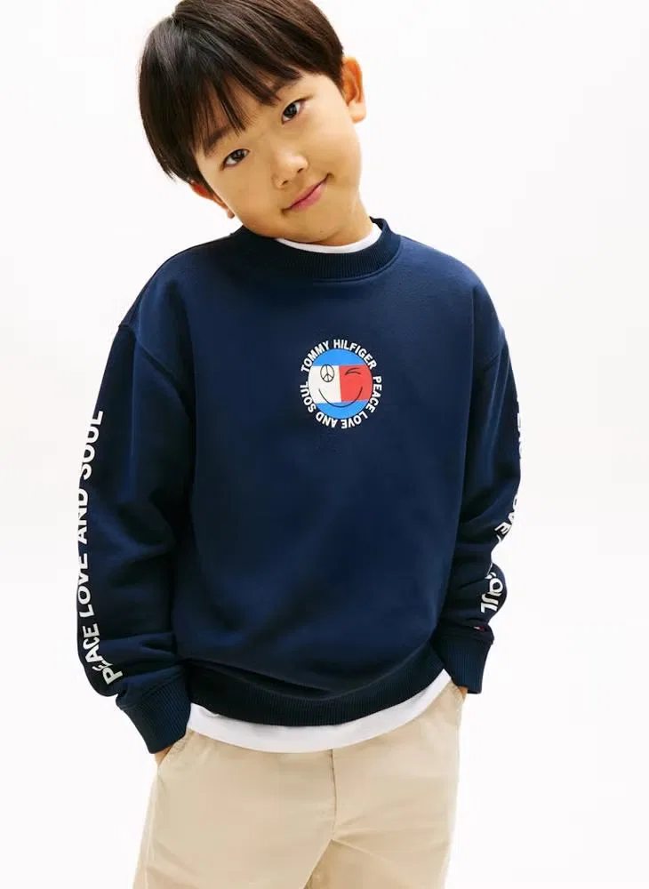 Свитшот с принтом Smiley flag Tommy Hilfiger, темно-синий