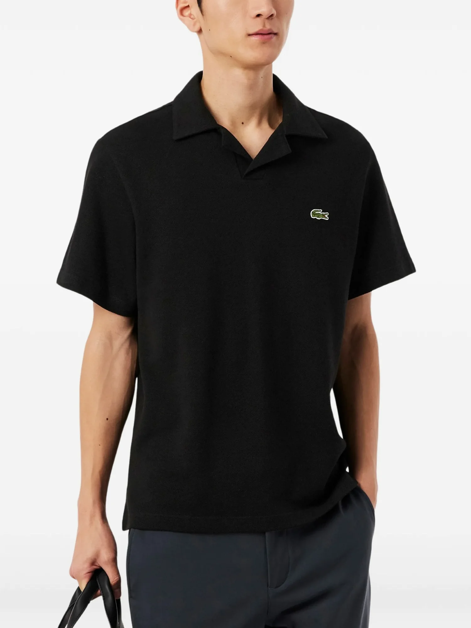 Рубашка-поло с коротким рукавом Lacoste, черный — фото 3