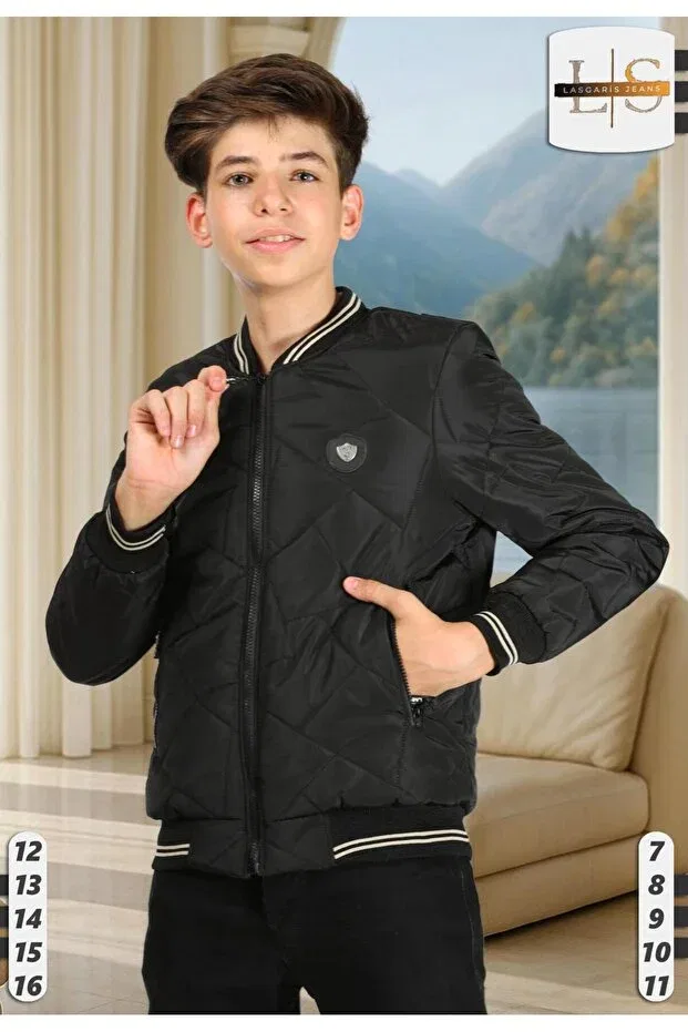 Детское пальто для мальчиков стеганое Lasgaris Jeans, Black