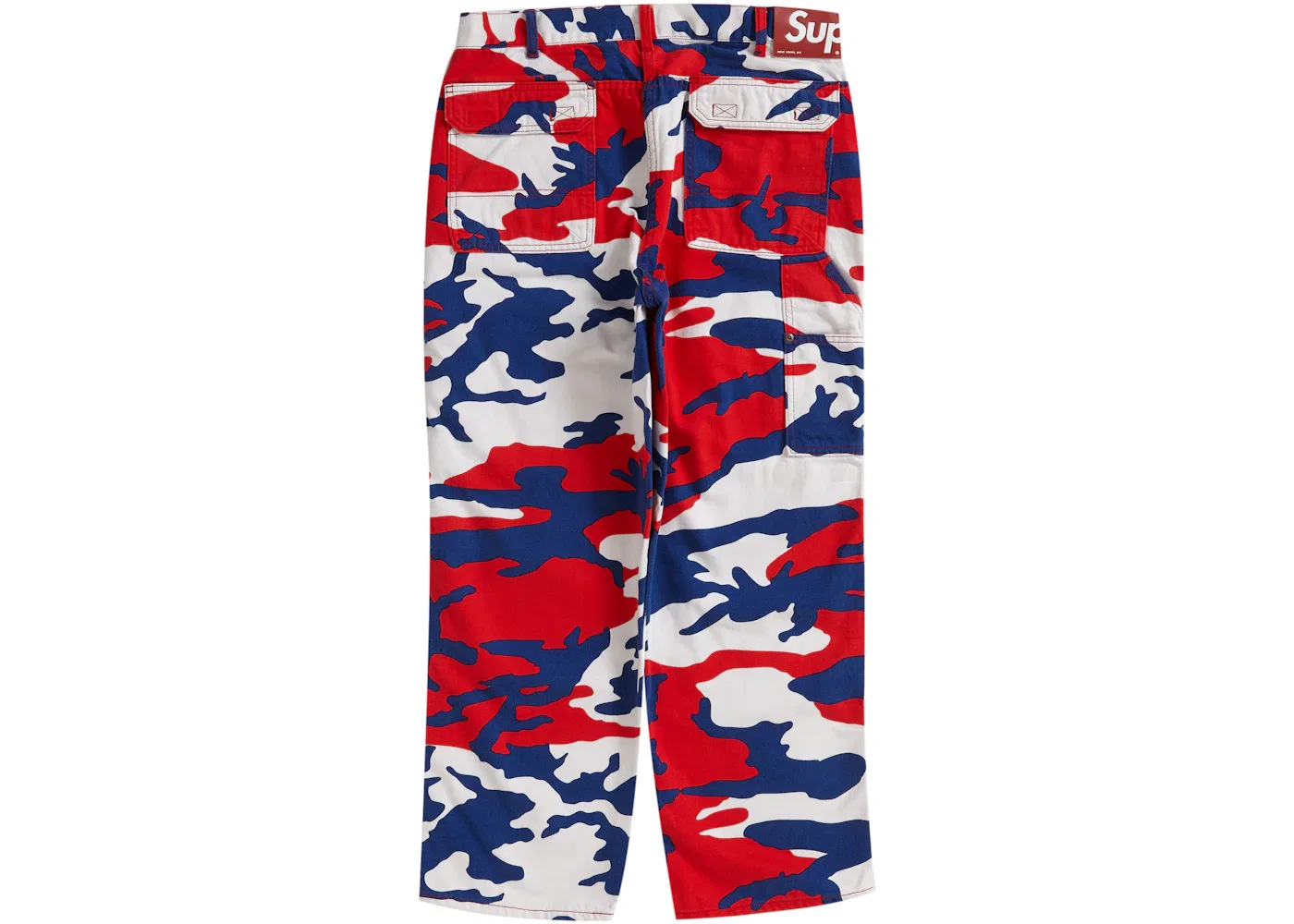Мужские брюки с принтом Supreme Double Knee Denim Utility Pant, Red Camo — фото 2