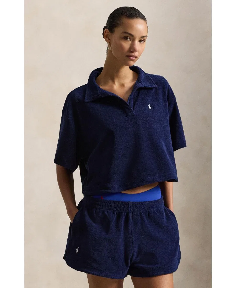 Комплект из футболки-поло и шорт из хлопкового терри Polo Ralph Lauren, Navy Blue