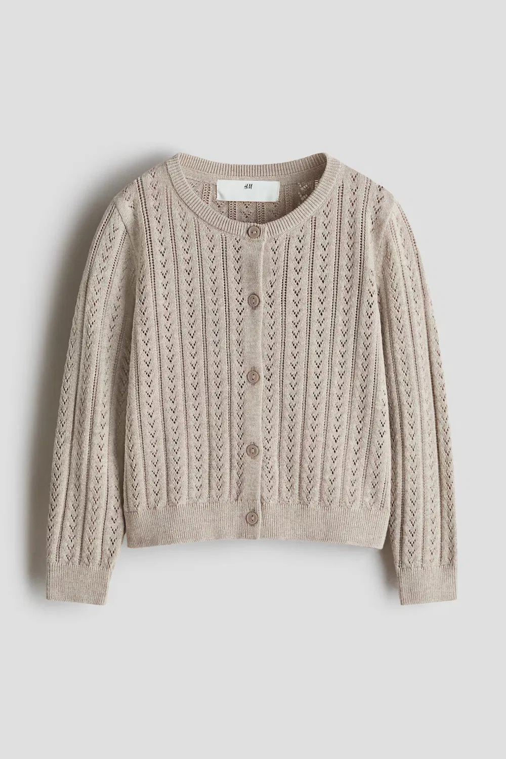 Хлопковый кардиган ажурной вязки H&M, Helles Graubraun