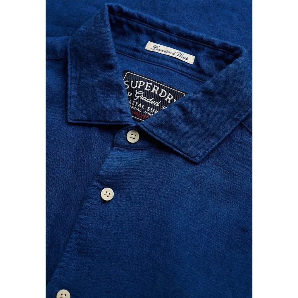 Рубашка с длинным рукавом Riviera Linen Superdry, синий — фото 4