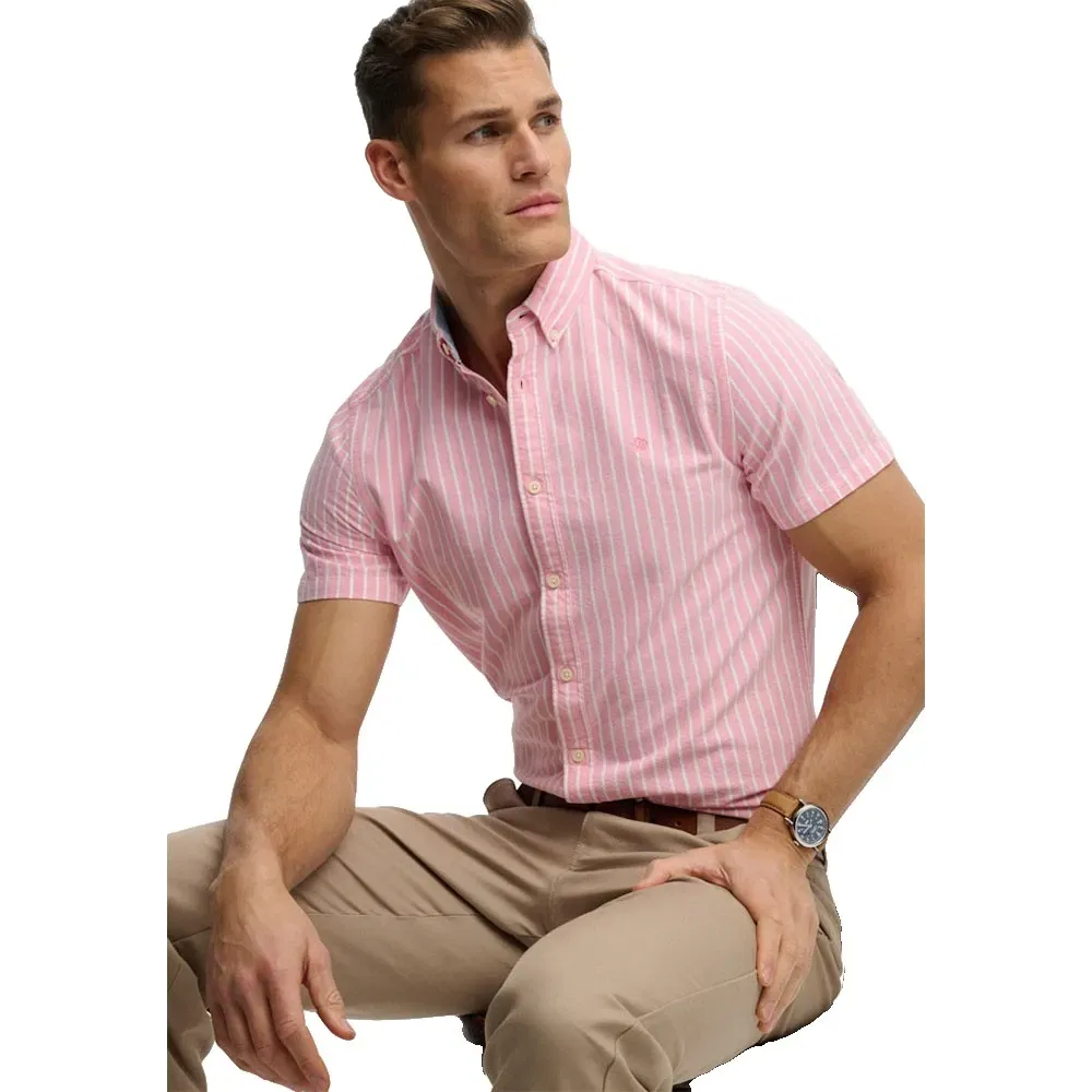 Мужская рубашка с коротким рукавом Preppy Oxford Superdry, Pink — фото 4
