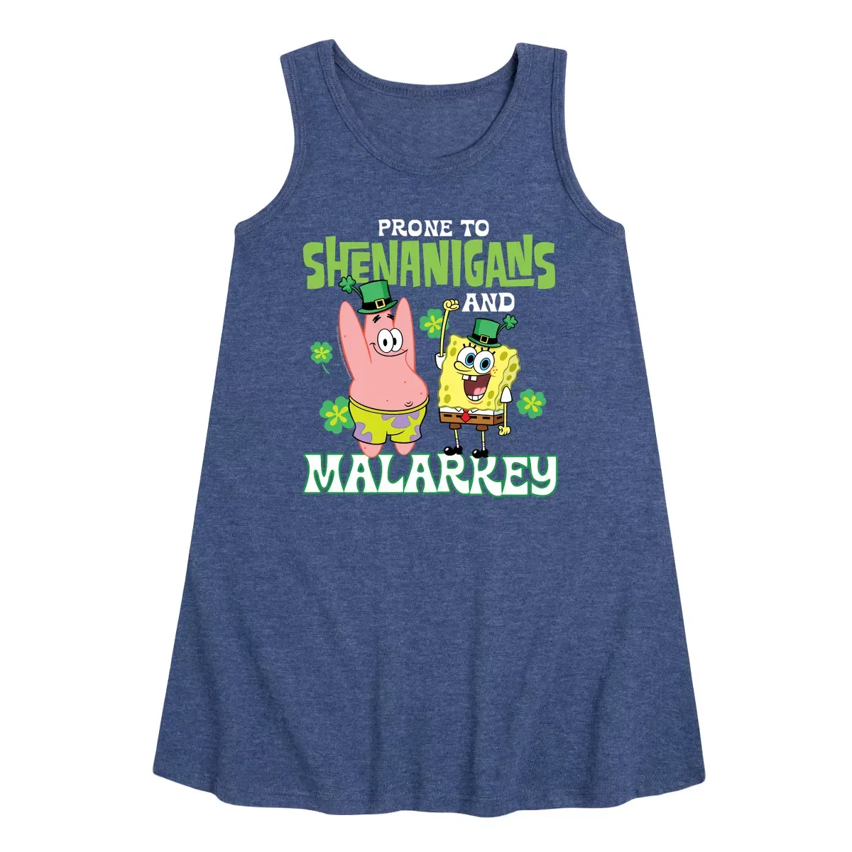 Детское платье-трапеция для девочек без рукавов SpongeBob SquarePants - Prone To Shenanigans And Malarkey, Heather Navy