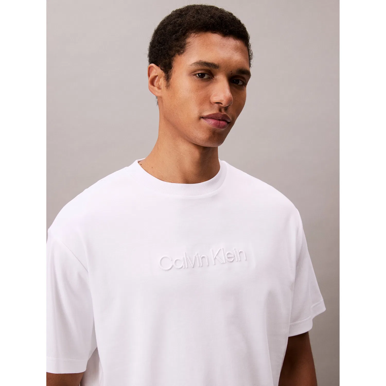 Мужская хлопковая футболка с круглым вырезом Calvin Klein, White — фото 3