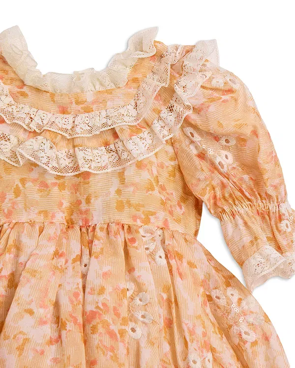 Детское платье для девочек с принтом Enya Mini Dress Bardot, Peach Fizz — фото 3