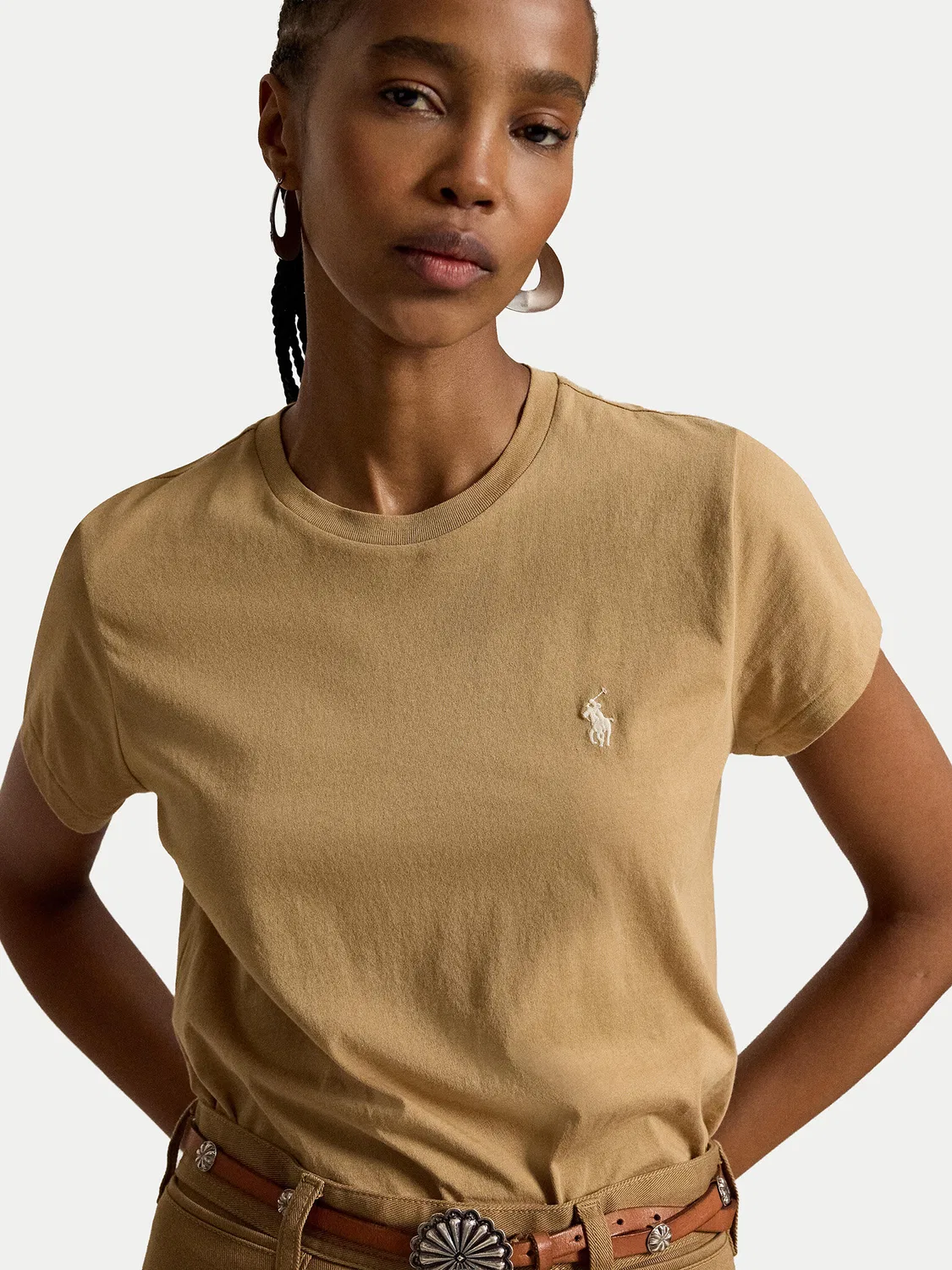Женская футболка стандартного кроя Polo Ralph Lauren, бежевый — фото 4