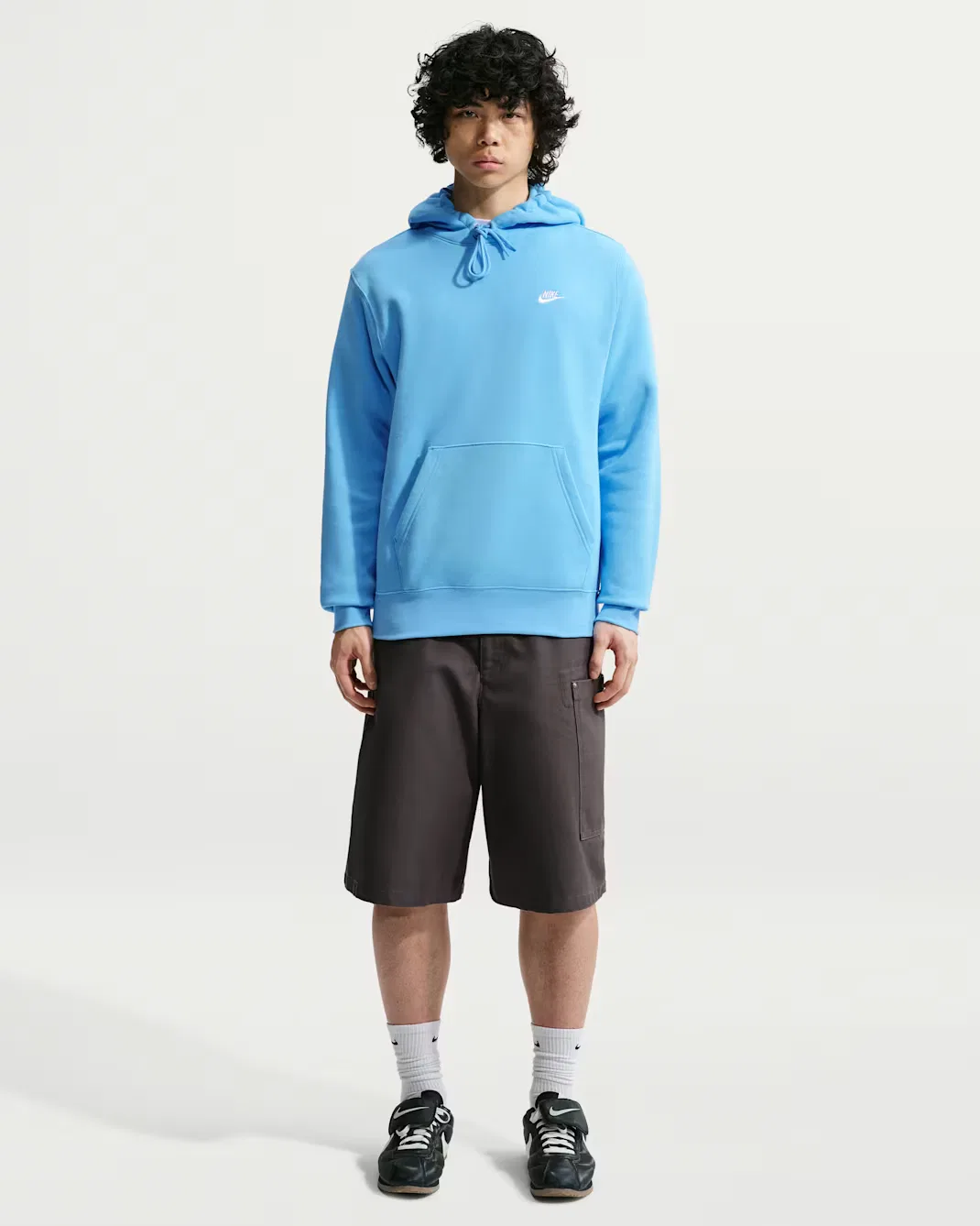 Мужская флисовая толстовка с капюшоном Nike Club, Football Blue/Football Blue/White — фото 4