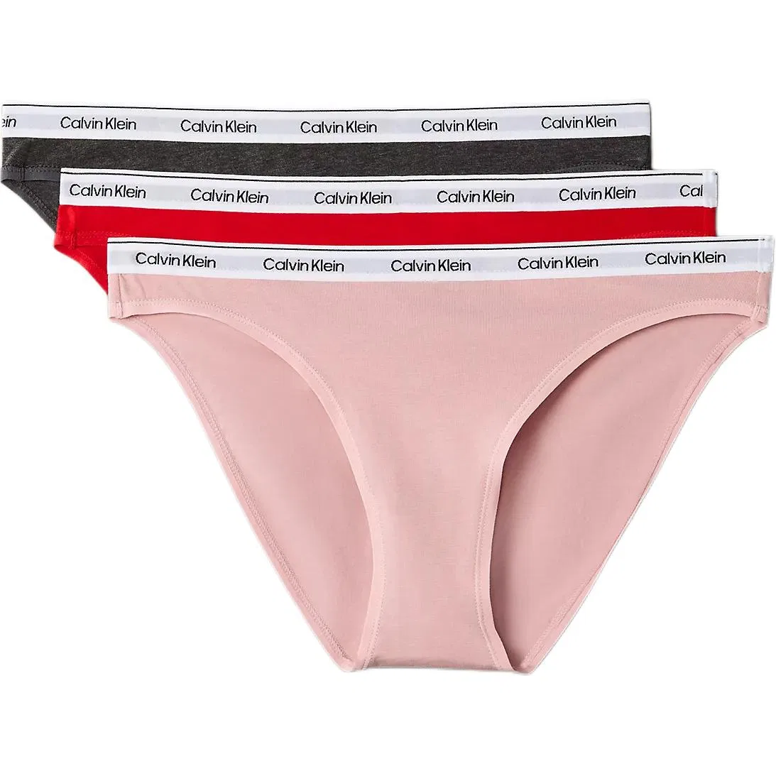 Женские трусы-слипы Calvin Klein, 3 штуки, Gray/Red/Pink