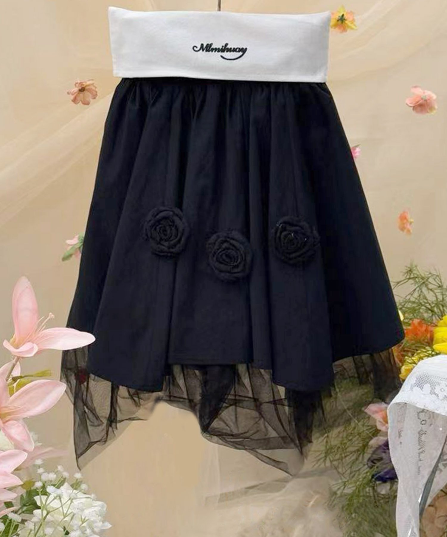 Расклешенная юбка из тюля Aimoha Kids, black