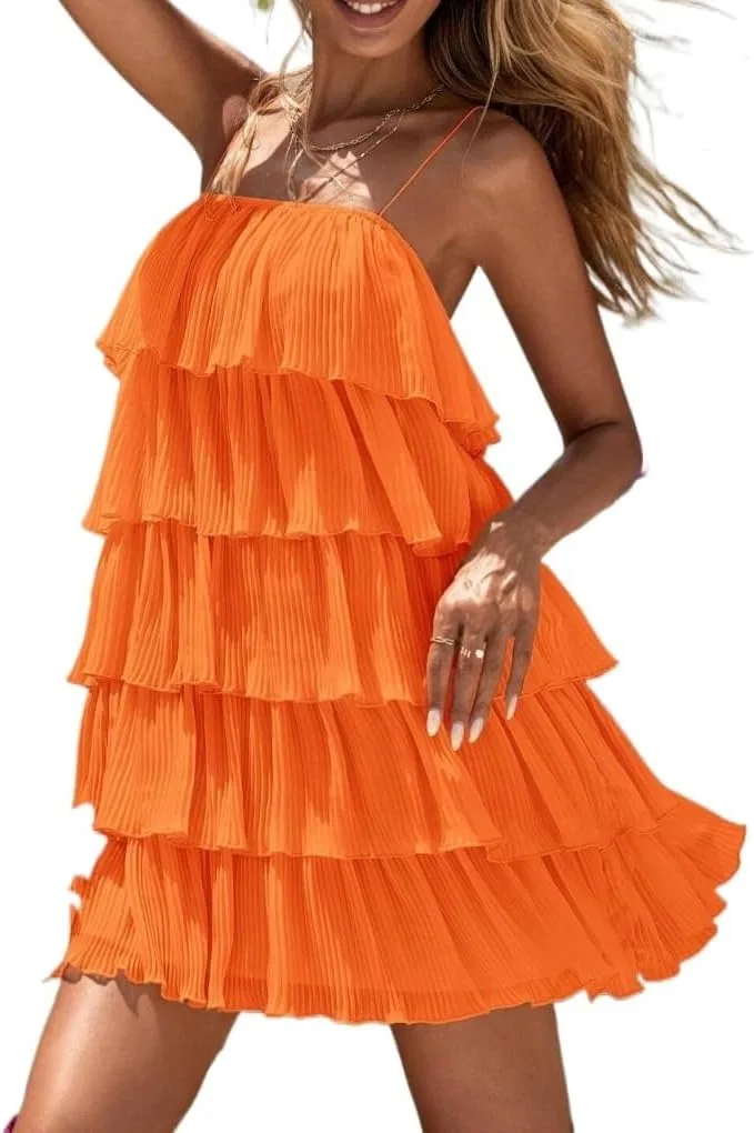 Женское повседневное пляжное платье на бретелях с открытой спиной, Orange