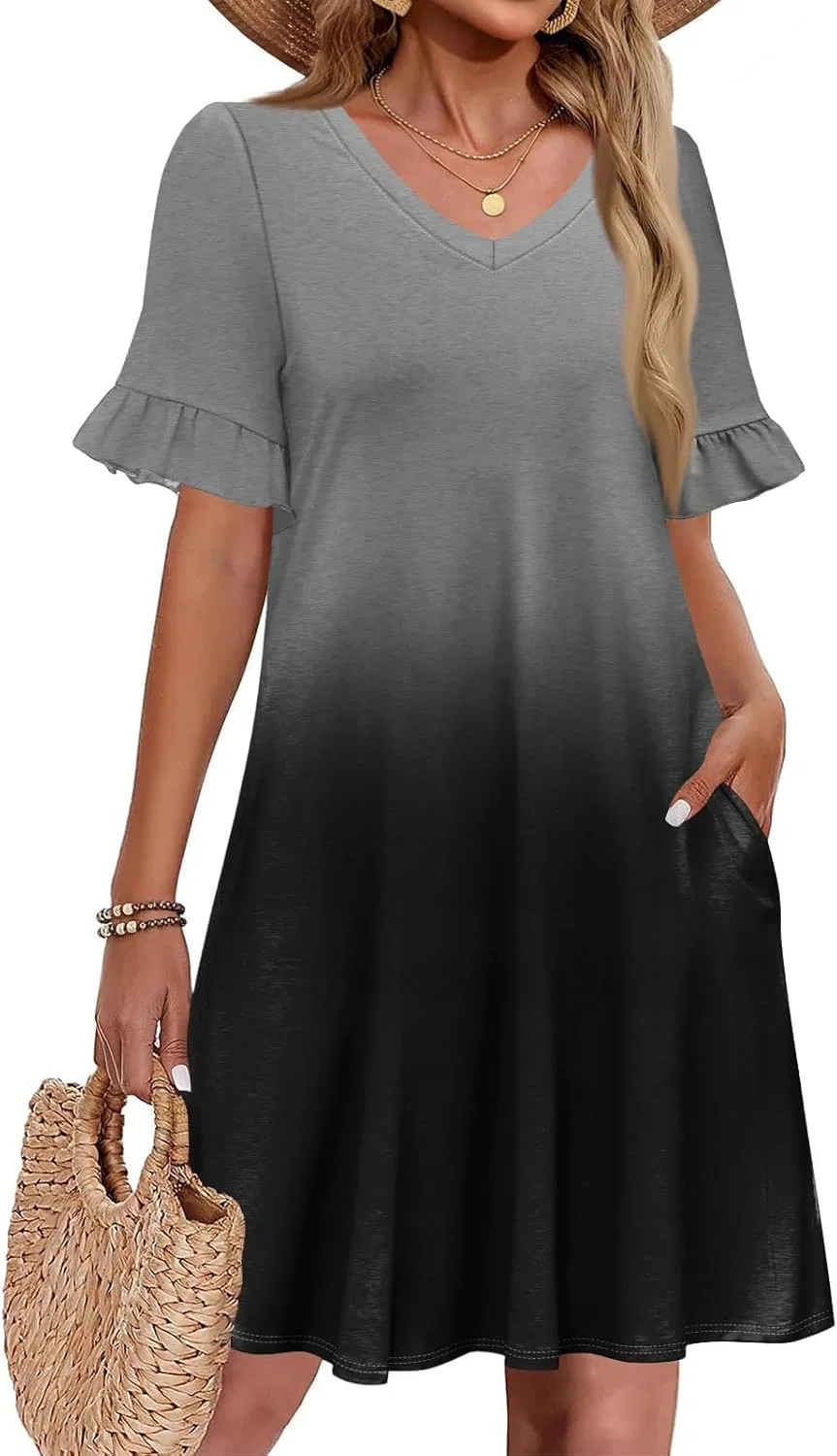 Женское летнее платье А-силуэта с рюшами, 2-dark Gray — фото 3
