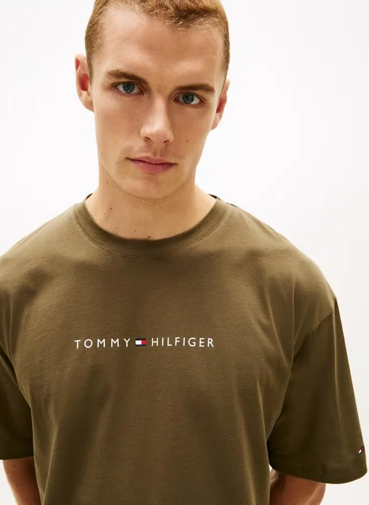 Футболка домашняя с логотипом Th original logo lounge Tommy Hilfiger, зеленый — фото 3