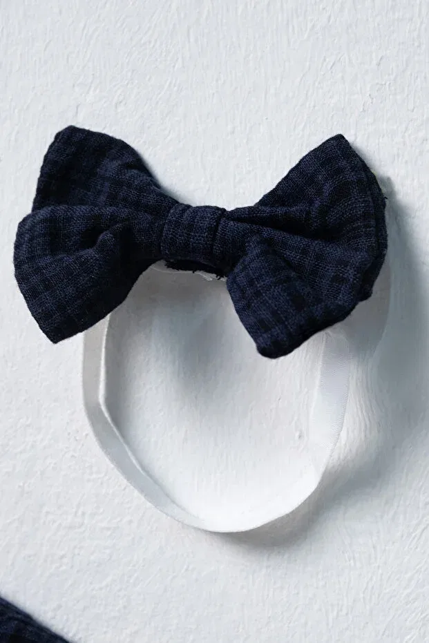 Детский комплект платьев-сарафанов из муслина с банданой 2 шт., Furyatex, Navy Blue — фото 4