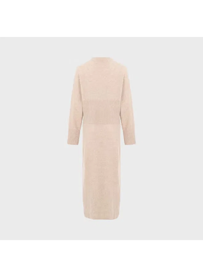Кардиган длинный с завязкой на поясе Zara, овсяный — фото 3
