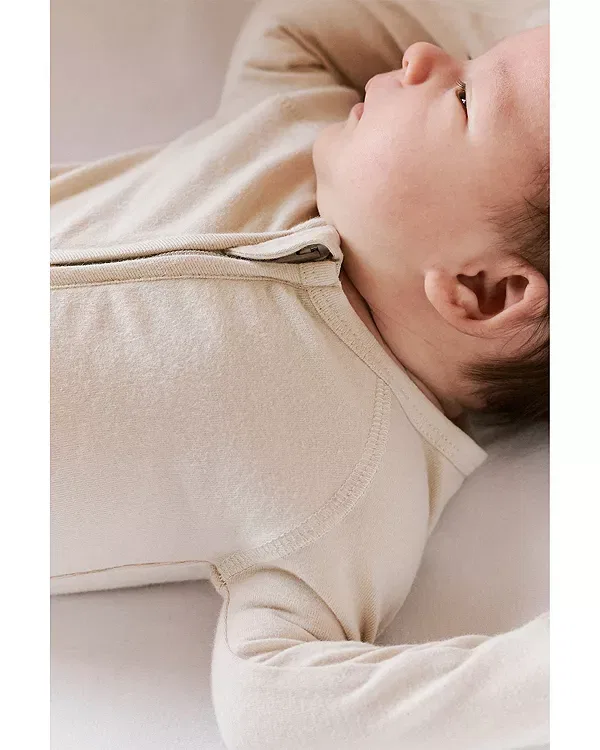 Детский слип для новорожденных с длинным рукавом Unisex Essentials Sleeper Footie Pehr, Pale Pink — фото 4