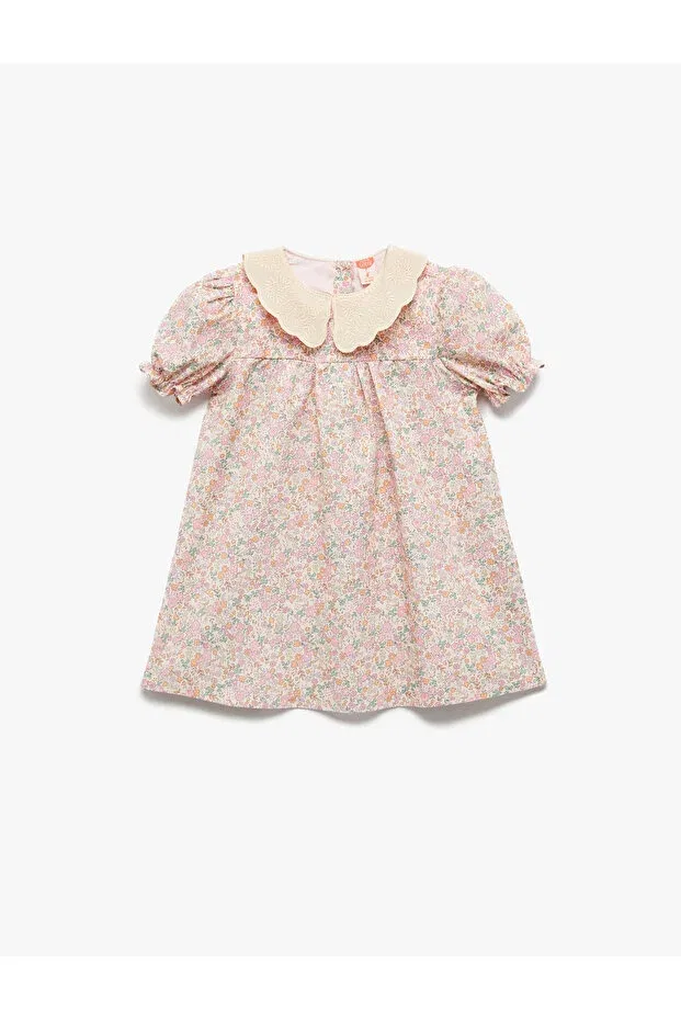 Детское платье для девочек хлопковое A-line с принтом Koton, Pink Patterned
