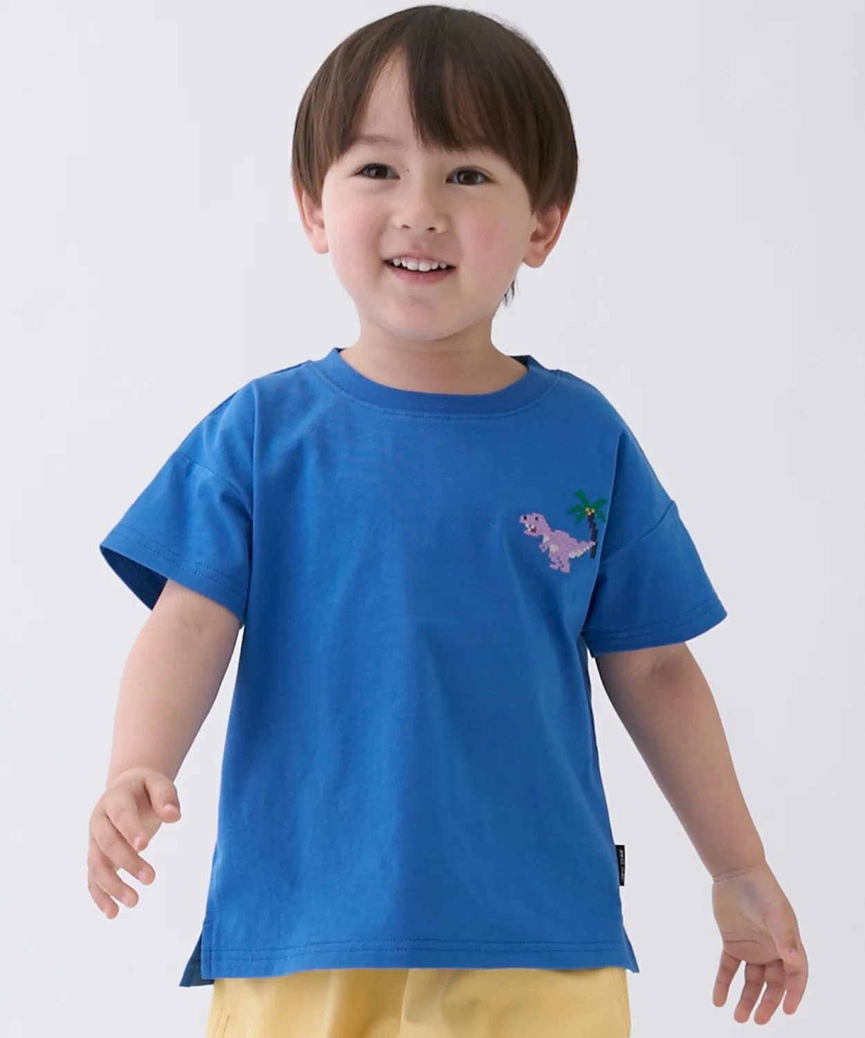 Детская футболка с вышивкой с длинным рукавомpetit main, Blue