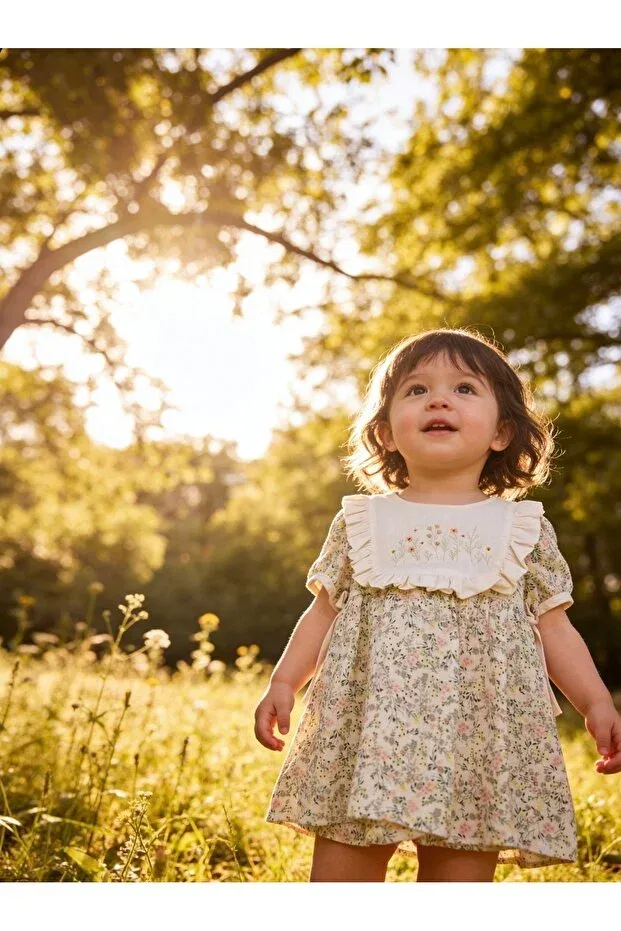 Детское платье для девочек с цветочным принтом Nalia Baby Wear, Green — фото 3