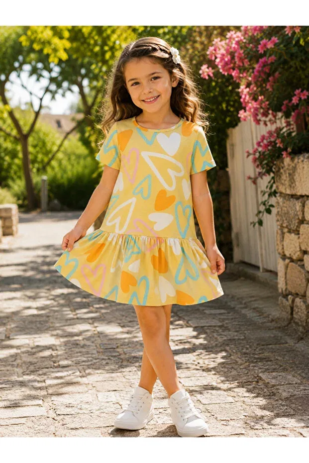 Детское платье для девочек с принтом Summer Dress Hn Sport, Yellow — фото 4