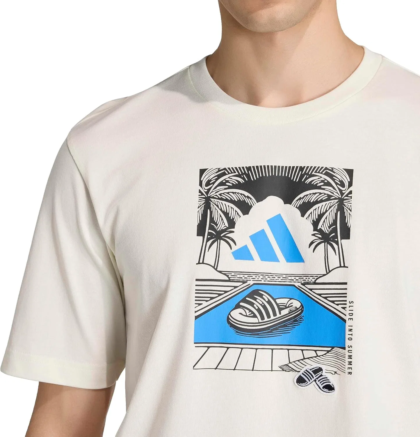 Мужская футболка с графическим принтом Summer Relax, adidas, молочно-белый — фото 3