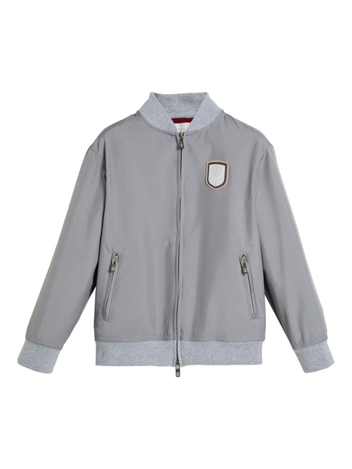 

Brunello Cucinelli Kids толстовка с застежкой-молнией спереди и теннисным значком, серый