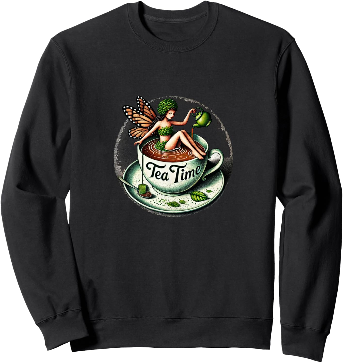 

Милая толстовка с иллюстрацией на тему чаепития для любителей чая Vintage Teas Snugg, черный