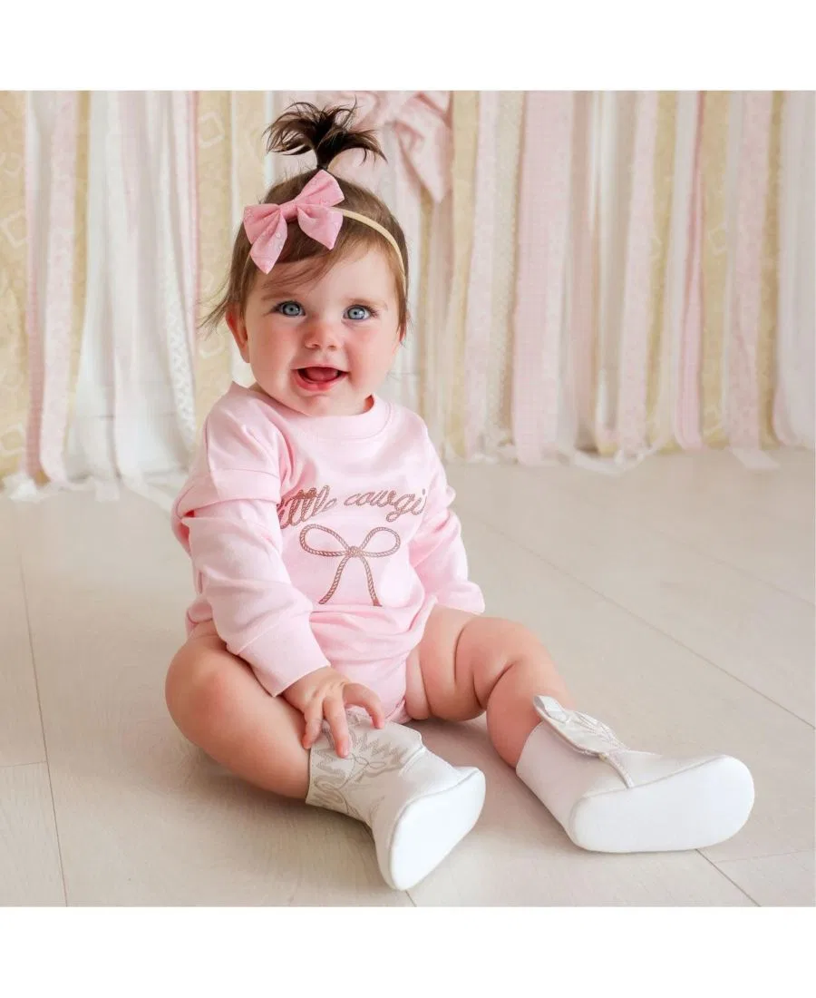 Боди-комбинезон с длинным рукавом Little Cowgirl Western Sweet Wink, Ballet Pink — фото 2