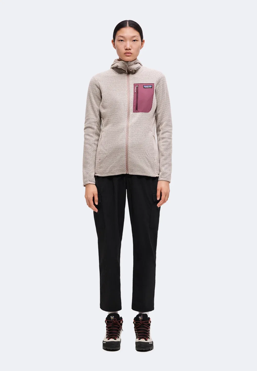Толстовка R1 air на молнии с капюшоном - флисовая куртка Patagonia, Stingray Mauve — фото 2
