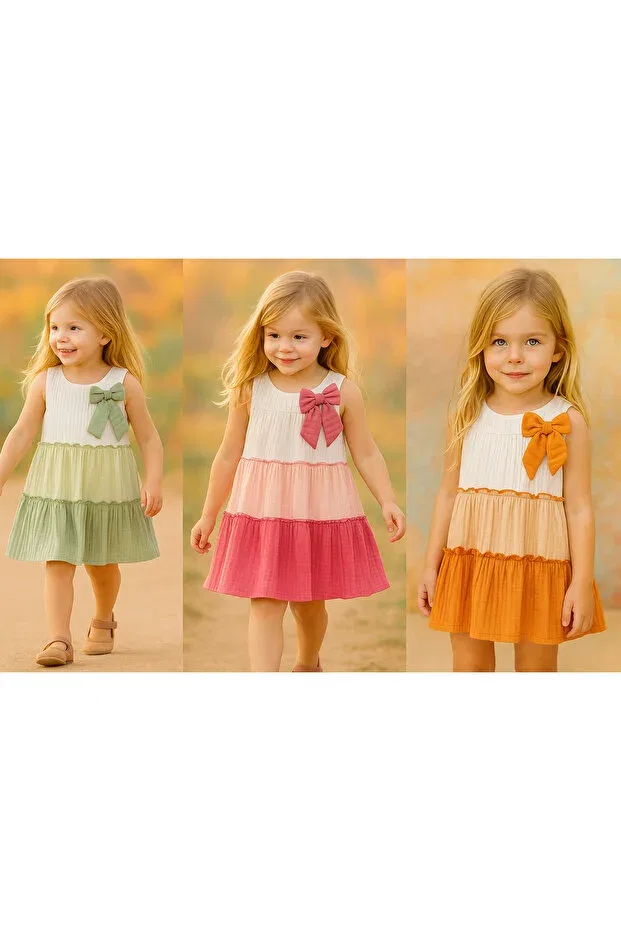Детское платье для девочек с принтом Bow dress Luggi Baby, Orange — фото 4