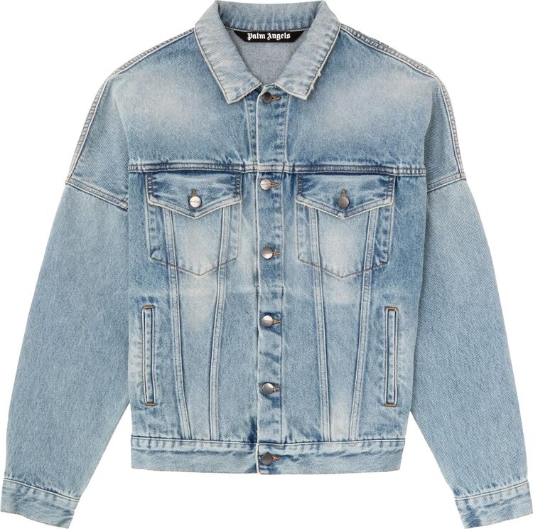 

Куртка Palm Angels Logo Over Denim Jacket 'Blue/White', синий