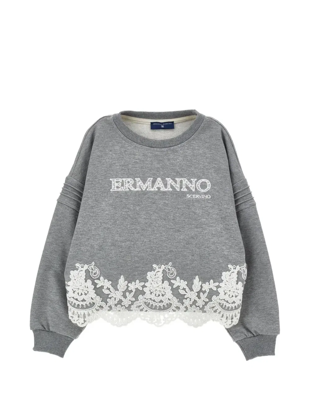 Свитер с логотипом, вышитым на кружеве Ermanno Scervino Junior, серый